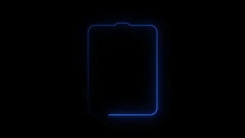 Neon outline of a smartphone in dark background with copy space Stock Footage 346661818