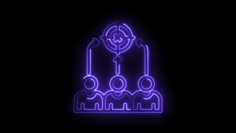 Neon outline team with target connecting teamwork collaboration and shared Stock Footage 322962588