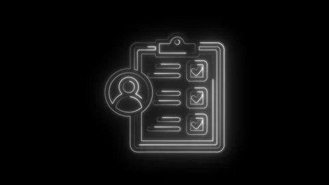 Neon outline of user profile icon next to checklist with completed tasks on Stock Footage 333955700