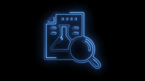 Neon outlined research analysis of chemistry experiment data on document with Stock Footage 322963250