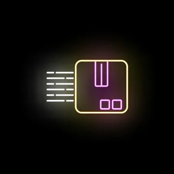 Neon package speeding fast for urgent delivery Stock Illustration