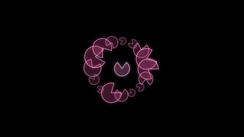 Neon Pacman Crosswave Loop Big and Small Rotation Purple Color Vidéo 322126959