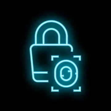 Neon padlock icon representing secure online transactions Stock Illustration