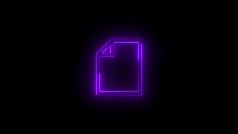 Neon page mirrored icon glowing black background animation Vidéo 289563205