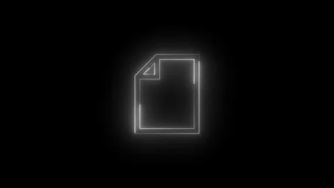 Neon page mirrored icon glowing black background animation Vidéo 289563244