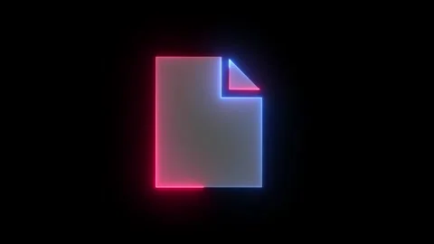 Neon page solid icon blue red color glowing animation black background Stock Footage 266129225
