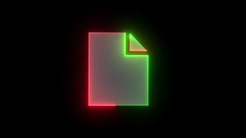 Neon page solid icon green red color glowing animation black background Stock Footage 266129230