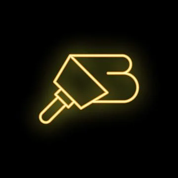 Neon paint brush drawing a stroke on black background Stock Illustration