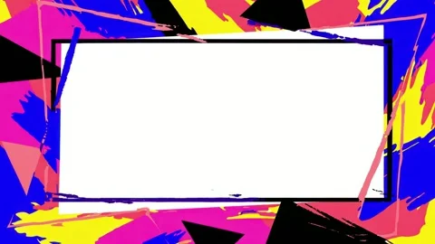 Neon paint brush frame with copy space, hand drawn stop motion animation se.. Stock Footage 342046579