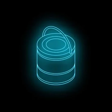 Neon paint can shining in the dark background Stock Illustration