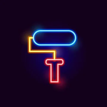 Neon Paint Roller Icon Stock Illustration
