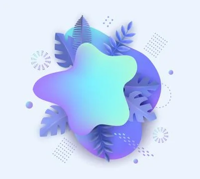 Neon paint spots or blobs with leaves banner abstract vector illustration Illustrazione stock