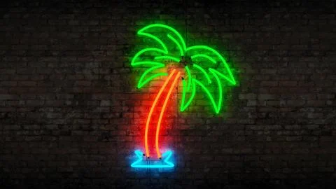 Neon palm tree Stock Illustration