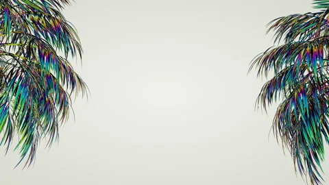 Neon palm trees shake in the wind and change color. Stock Footage 121799952