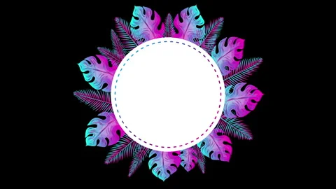 NEON PALMS ROUND FRAME Stock Footage 255897571