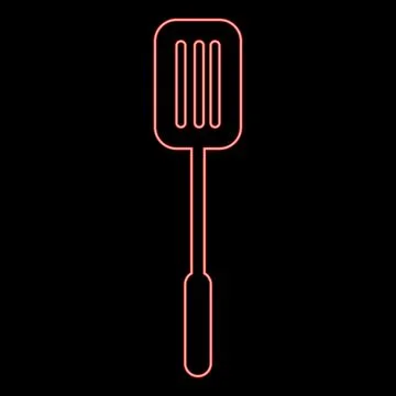 Neon pancake spatula kitchen cooking equipment used for flipping serving food Stock Illustration