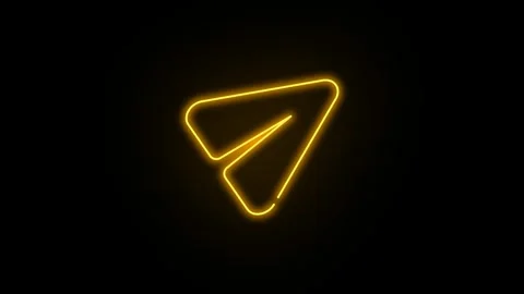Neon Paper Plane Message Icon  Glowing UI Send Button Animation Stock Footage 317693439