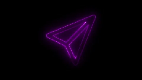 Neon Paper Plane Send Icon on Dark Background.Glowing pink message sending .. Stock Footage 341516271