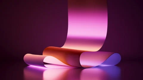 Neon paper scroll with animated gradient flowing smoothly Stock Footage 319401890