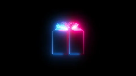 Neon parcel post icon blue pink color animation black background Stock Footage 265399407