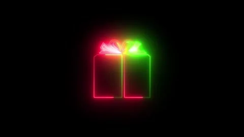 Neon parcel post icon green red color animation black background Stock Footage 265399406