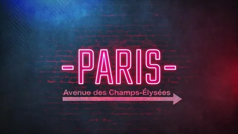 Neon Paris and reference to Champs-Elysees Vídeo Stock 295581961