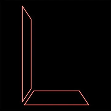 Neon part border for picture corner frame red color vector illustration image Stock Illustration