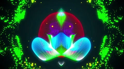 Neon Particle Sphere Music Visualizer Loop  Abstract 3D Dot Orb VJ Backgroun Video stock 331822285