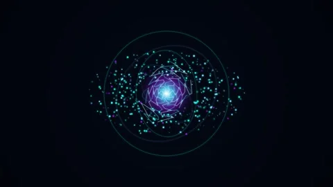 Neon Particle Vortex Loop - Glowing Geometric Hypnotic Spiral Backdrop Video stock 341786574