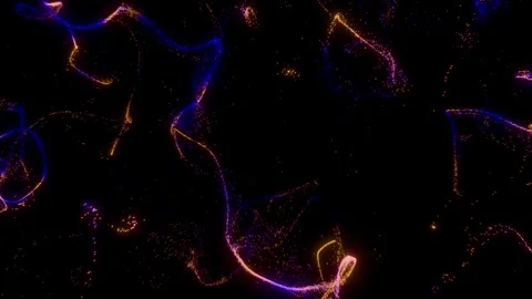 Neon Particle Waves Abstract Light Trails in Motion on Dark Background Stock Footage 315050469