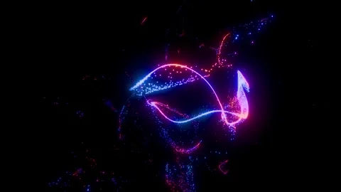 Neon Particle Waves Abstract Light Trails in Motion on Dark Background Stock Footage 315050474