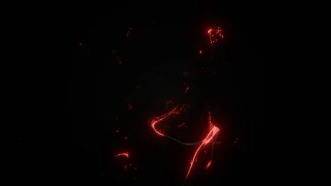 Neon Particle Waves Abstract Light Trails in Motion on Dark Background Stock Footage 315050546