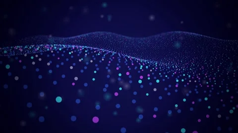 Neon particles flow in a glowing digital wave as a seamless loop Stock Footage 341070720