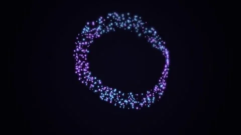 Neon particles forming rotating circle shape on black background motion gra.. Stock Footage 346723291