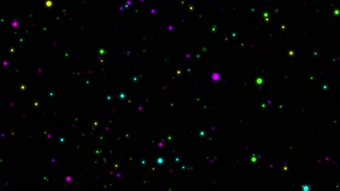 Neon particles shining an glowing motion on space, loop 4k animation, colorful  Video stock 206067483
