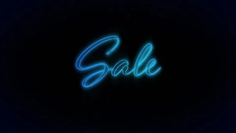 Neon particles swirling, forming cursive neon Sale text, pulsing and Stock Footage 312415847