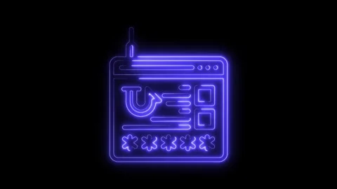 Neon password reset authentication on website displayed in blue isolated on Stock Footage 322969613