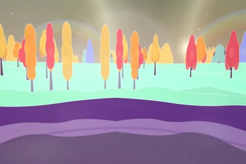 Neon pastel party leafy canopy environment atmospheric video background with dis Stock Footage 336848412