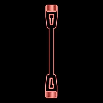 Neon patch cable path cord ethernet technology rj45 net concept red color v.. Stock Illustration