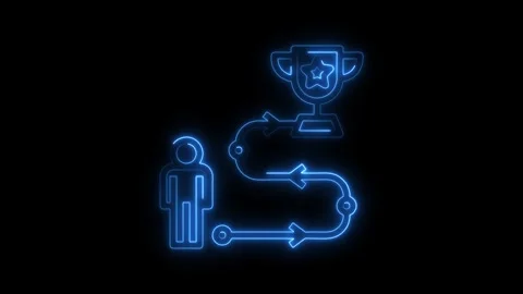 Neon path to success achievement strategy and goal illustration Stock Footage 308193942