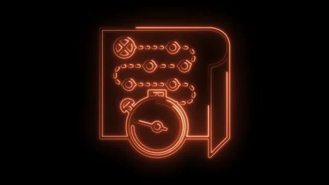 Neon path visualization with stopwatch animation on black background for de.. Stock Footage 316674984