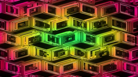 Neon Pattern 001 B Alternate Wave GSC 1080p Video stock 44793893