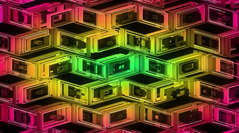 Neon Pattern 001 B Alternate Wave GSC 4K Video stock 44793927