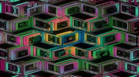 Neon Pattern 001 B Alternate Wave GTC 1080p Video stock 44793962