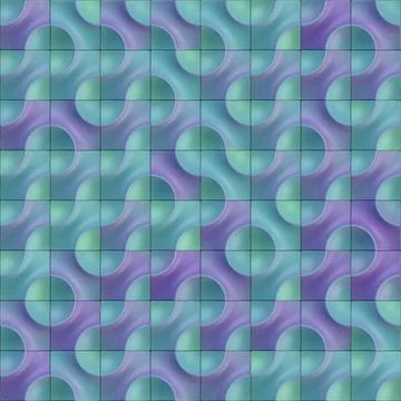 Neon pattern with alternating circles and curved lines. 3d render illustration イラスト素材