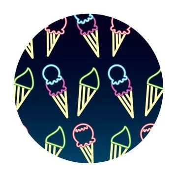 Neon pattern ice cream scoops dessert 스톡 일러스트