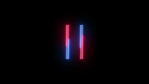 Neon pause icon blue red color glowing animation black background Stock Footage 268712526