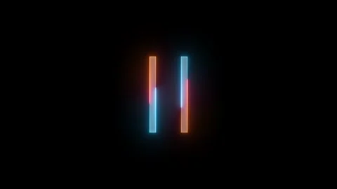 Neon pause icon brown cyan color glowing animation black background Stock Footage 268712529
