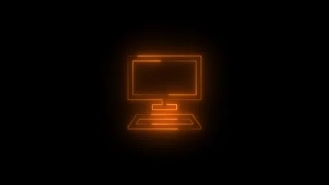 Neon this pc icon glowing black background animation Stock Footage 289739329