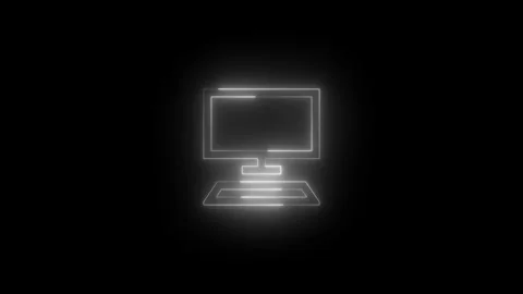 Neon this pc icon glowing black background animation Stock Footage 289739375